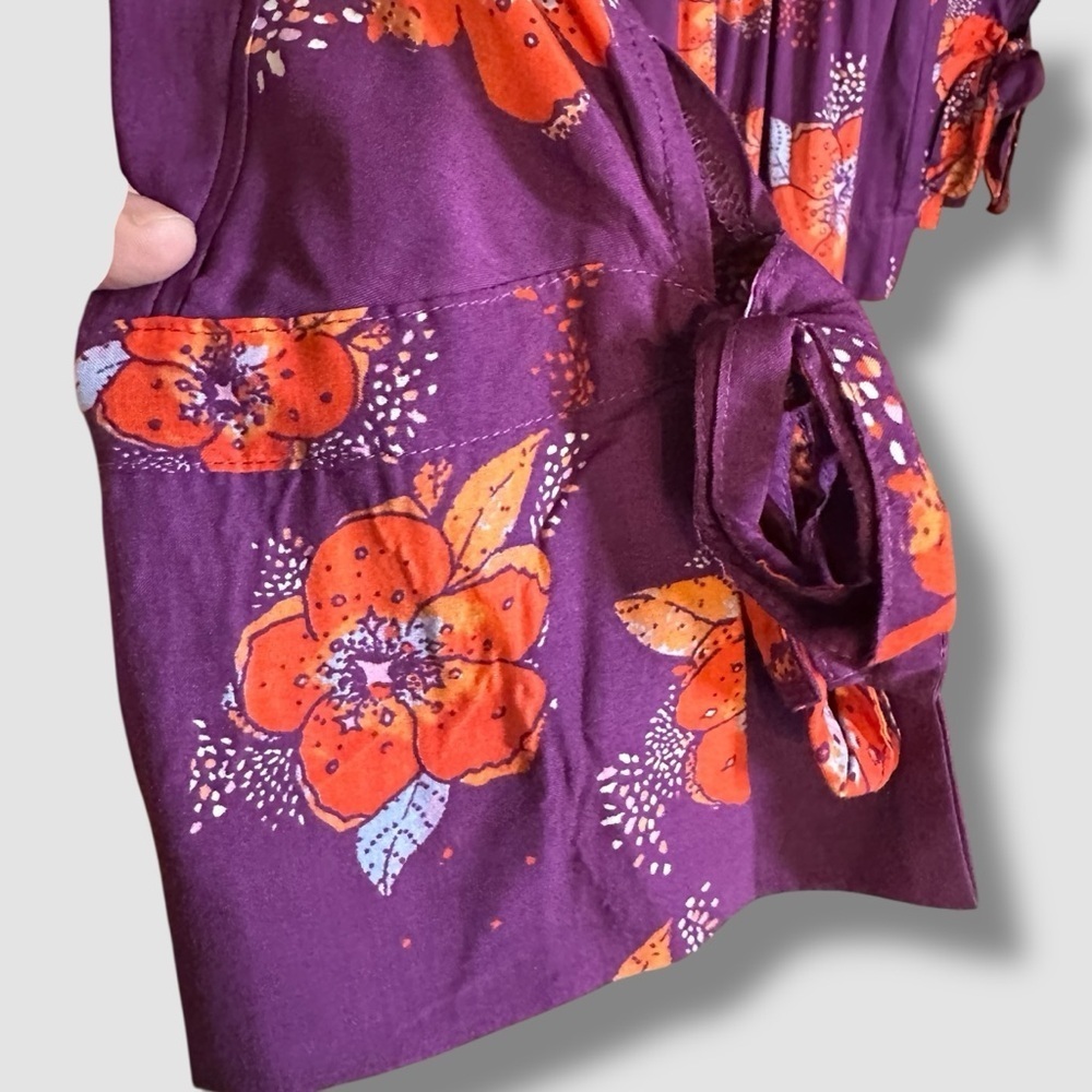 Free People Tuscan Dreams Tunic Small Floral Bohemian Plum Orange Layered - Picture 7 of 9